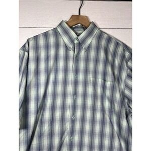 The Original Ben Sherman 4XL XXXL Plaid Green Short Sleeve Casual Button Shirt